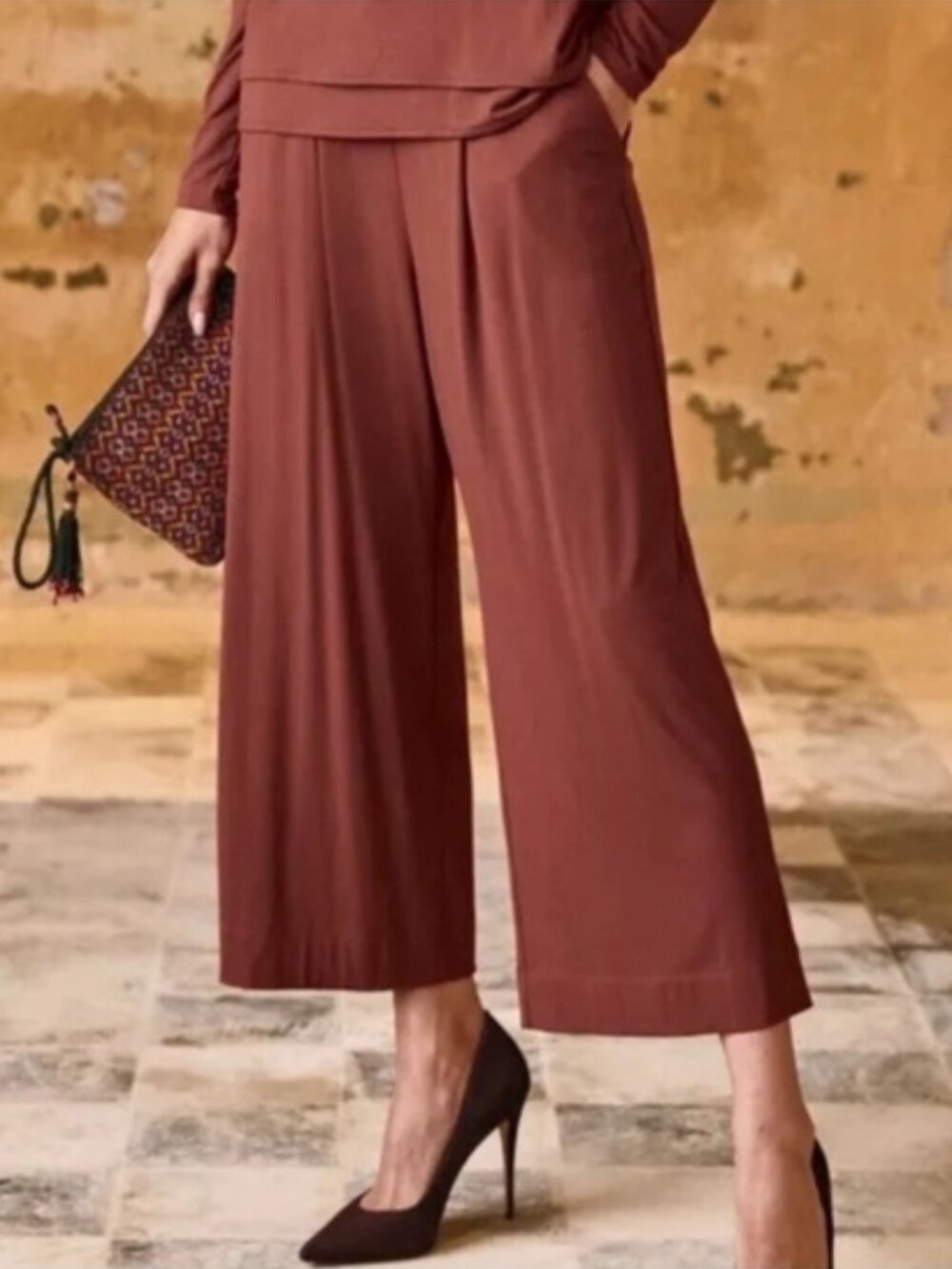 Peruvian Connection Women’s Pants Twyla Wide Leg Pants Brown Size Medium